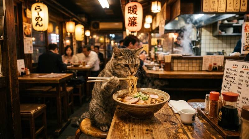 AI 고양이 국수 먹기