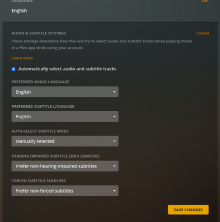 check plex subtitle settings