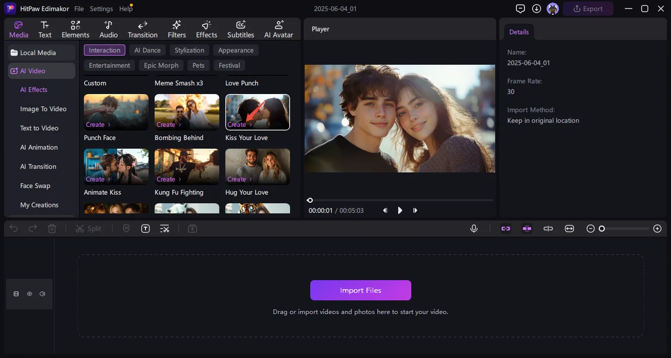 AI kiss videos Step 1