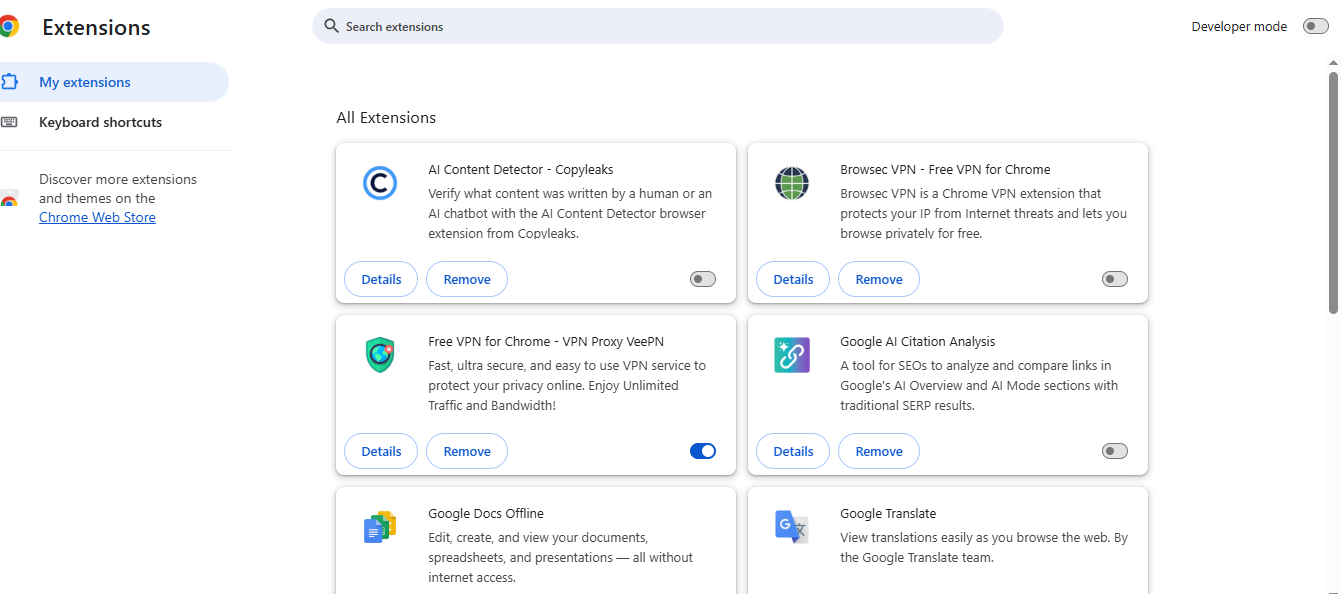 disable browser extenions