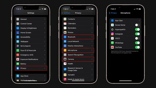 turn on microphone permissions on iPhone