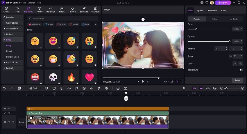edimakor edit ai kiss video