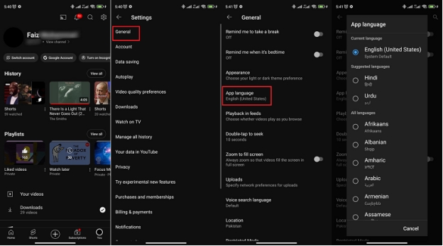 change-youtube-app-language