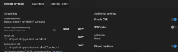 YouTube配信の字幕設定