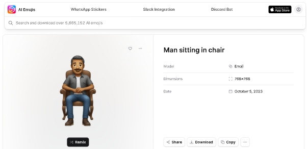 emoji sitting in chair