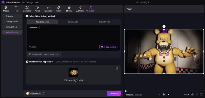 fredbear voice lines fanmade