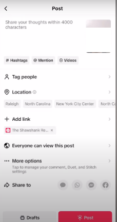 review and post your tiktok video with the link