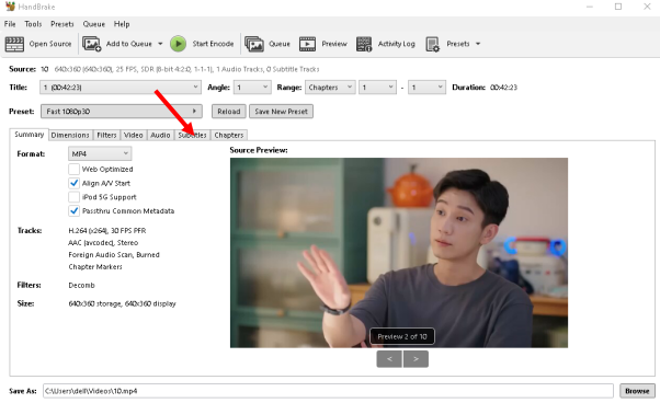 add subtitles to video handbrake