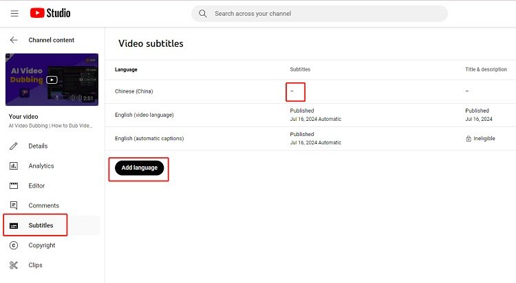 add multilingual subtitles to youtube