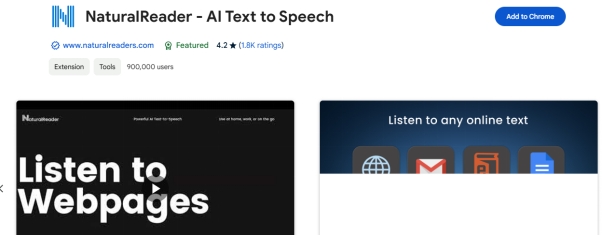 Chrome 擴充功能文字轉語音 NaturalReader
