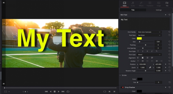 go to the effects library in davinci resolve