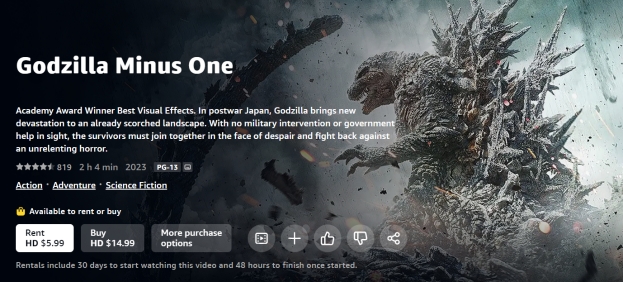 godzilla minus one prime video