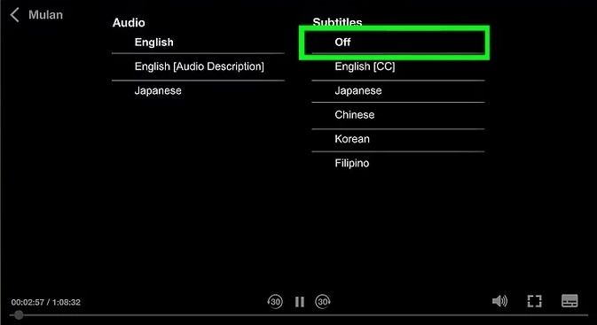 how to turn off subtitles on disney plus tv