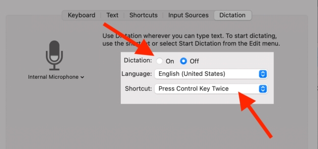 mac dictation shortcut key