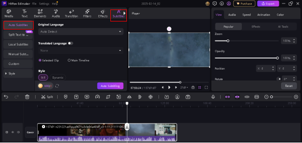 select auto subtitle