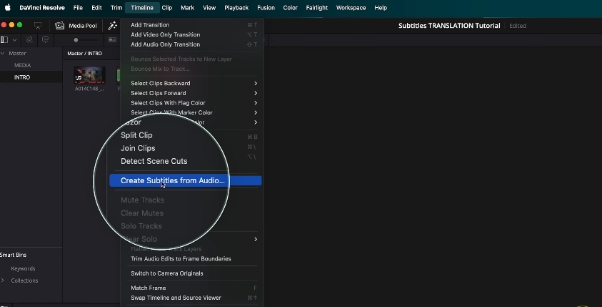 select the create subtitles option