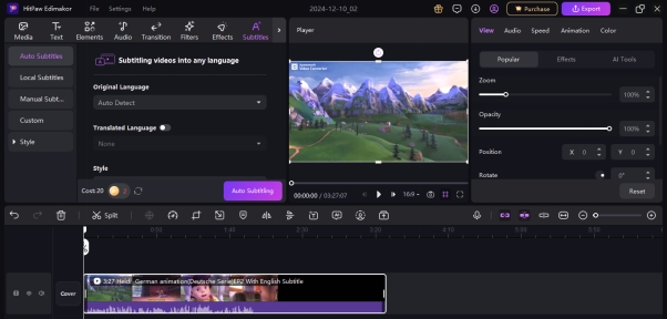 where to download cartoon german with french subtitle auto translate
