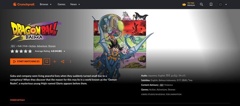 crunchyroll available languages