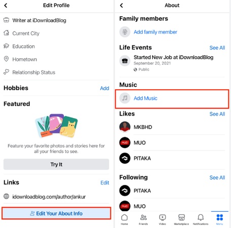 add music to facebook profile