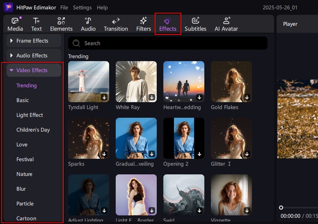 add video effects with edimakor
