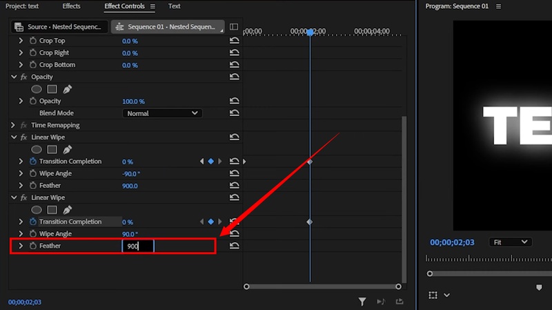adjust the feature value in Premiere