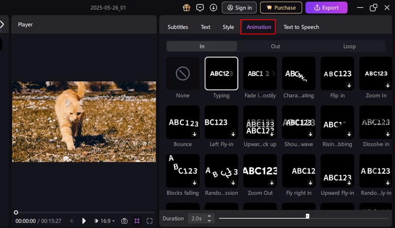 apply text animations with edimakor
