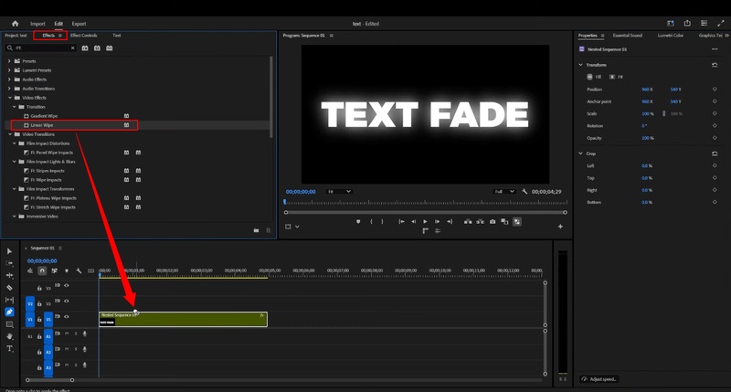 apply the linear wipe effect in Premiere