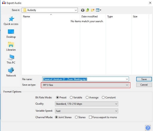 audacity export audio from video