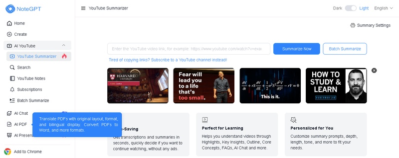 chatgpt可以總結youtube影片嗎