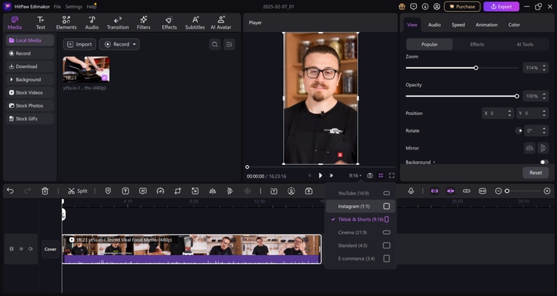 edimakor change aspect ratio 3
