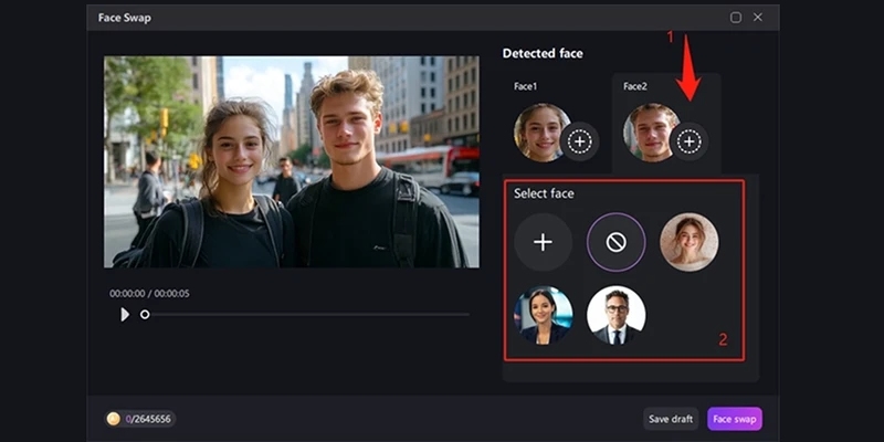 choose face swap filter