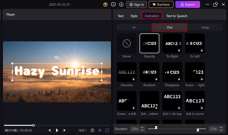 choose out under the animation