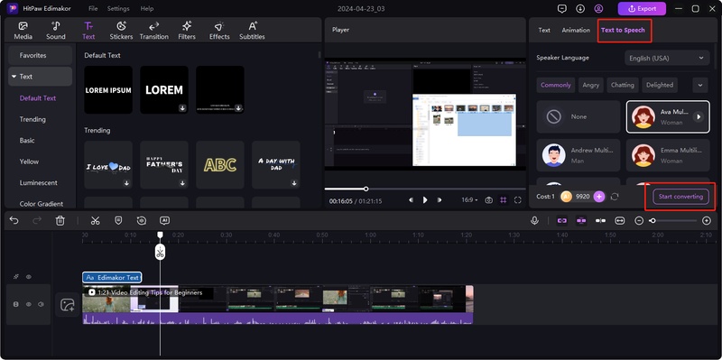 convert text to speech