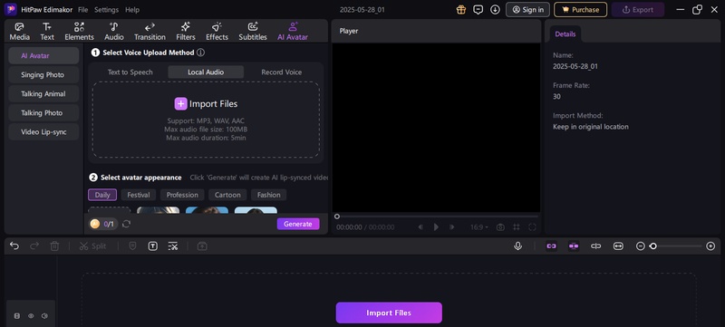 create viral ai baby podcast video-import audio file