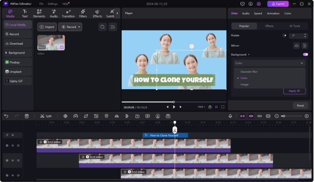 edimakor clone yourself and change bg