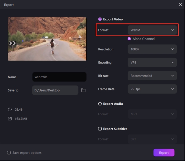 edimakor export webm