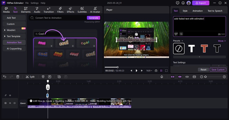 edit video text with edimakor