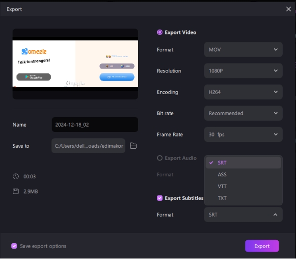 export omegle chat transcribed text