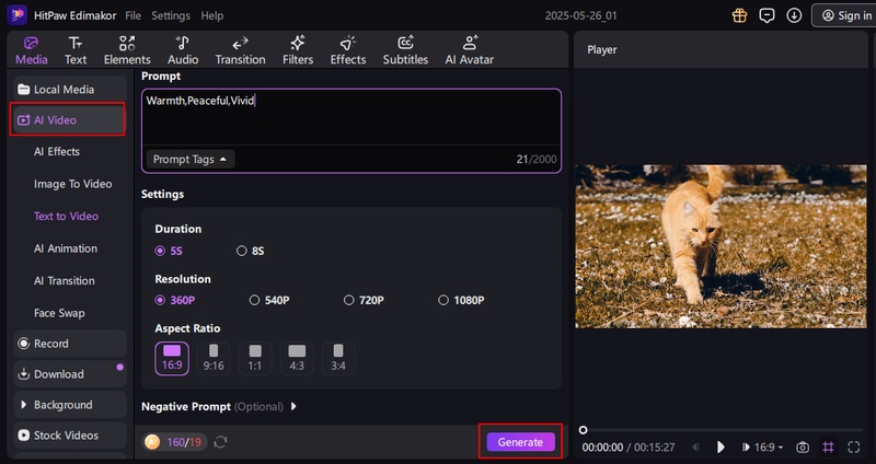 generate ai video with edimakor