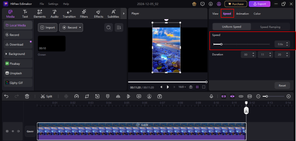 how to speed up the video in imovie