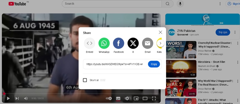 ig share youtube video