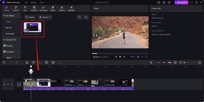 import your video files