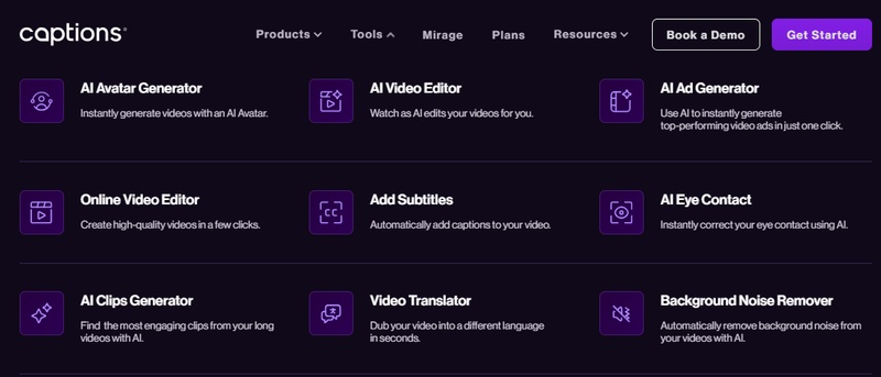key features of caption mirage