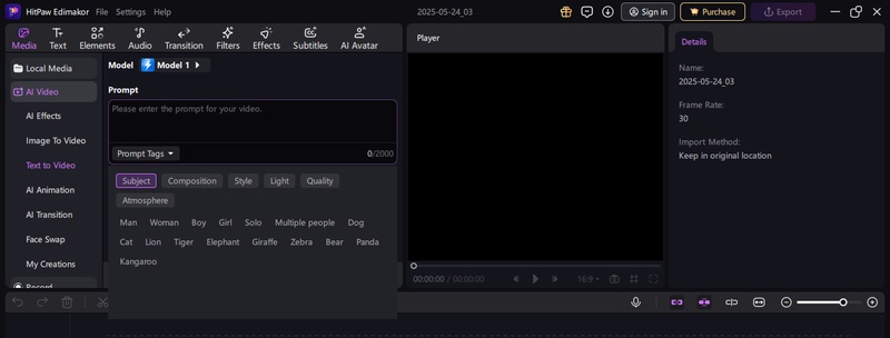 kling ai alternative text to video prompt