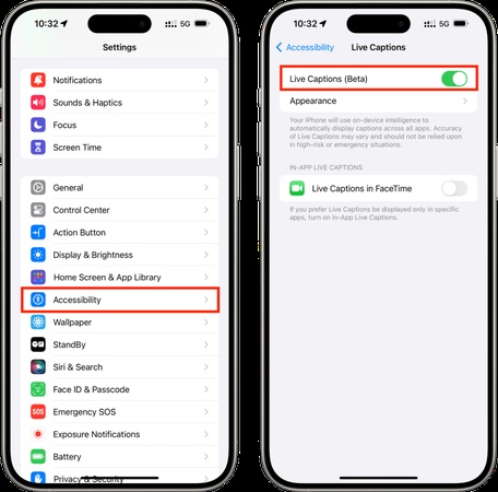 iPhone 即時字幕
