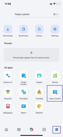navigate to the video creator feature
