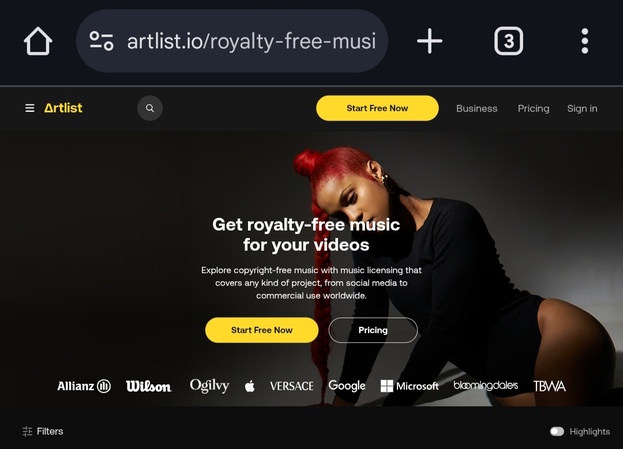 インスタ 著作権フリー音楽ー音楽-Artlist