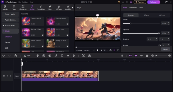 select audio for ai fight video