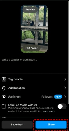 share a youtube video to instagram