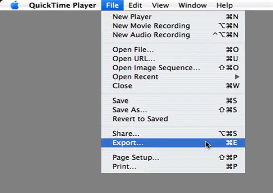 start conversion and save the video on quicktime player